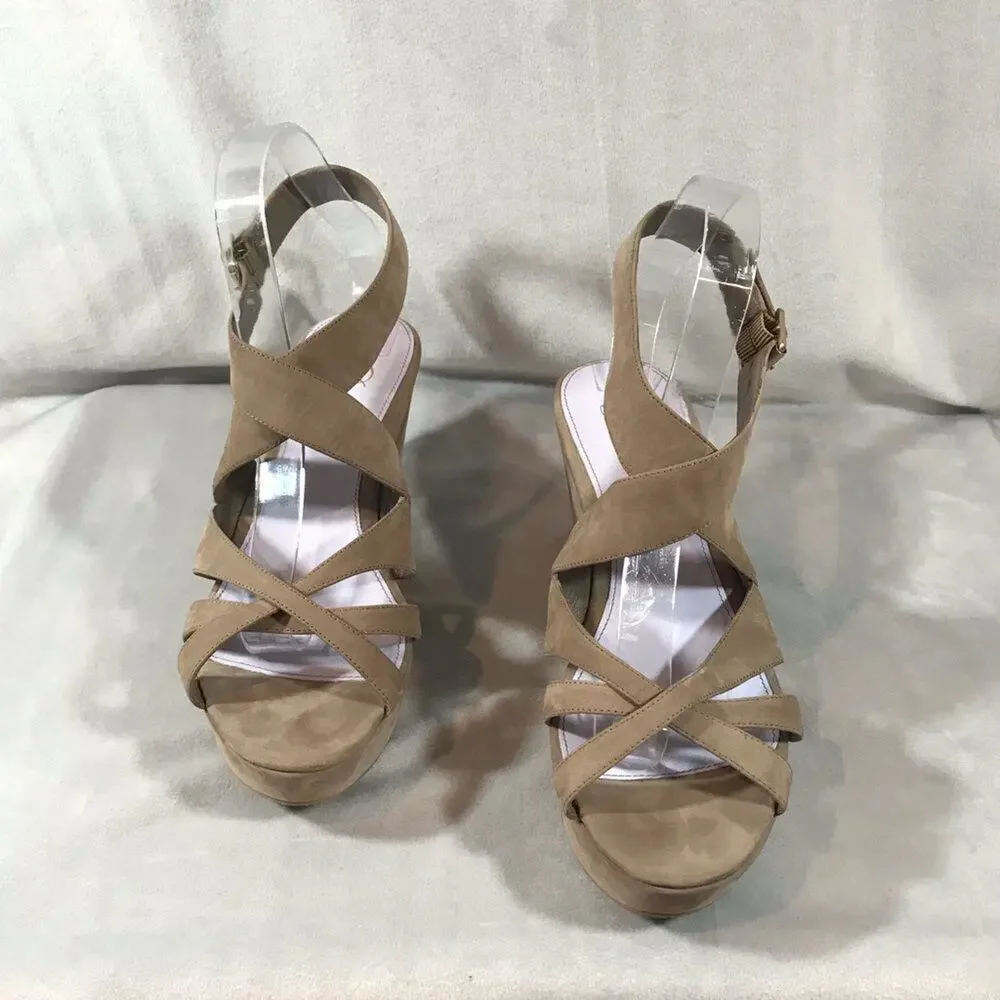 Delman ankle wrap wedges in taupe size 10 M